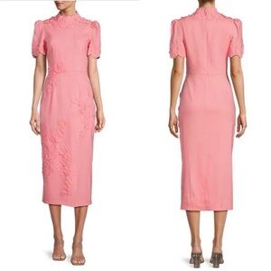 ANTONIO MELANI Pink Midi Dress with Floral Accents
